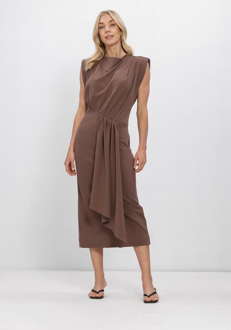 Bruine CO'COUTURE Midi jurk FALCONCC PLEAT DRESS - large