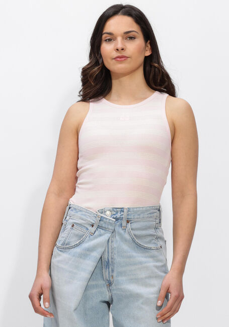 Roze GANNI Top SOFT COTTON RIB TANK TOP - large