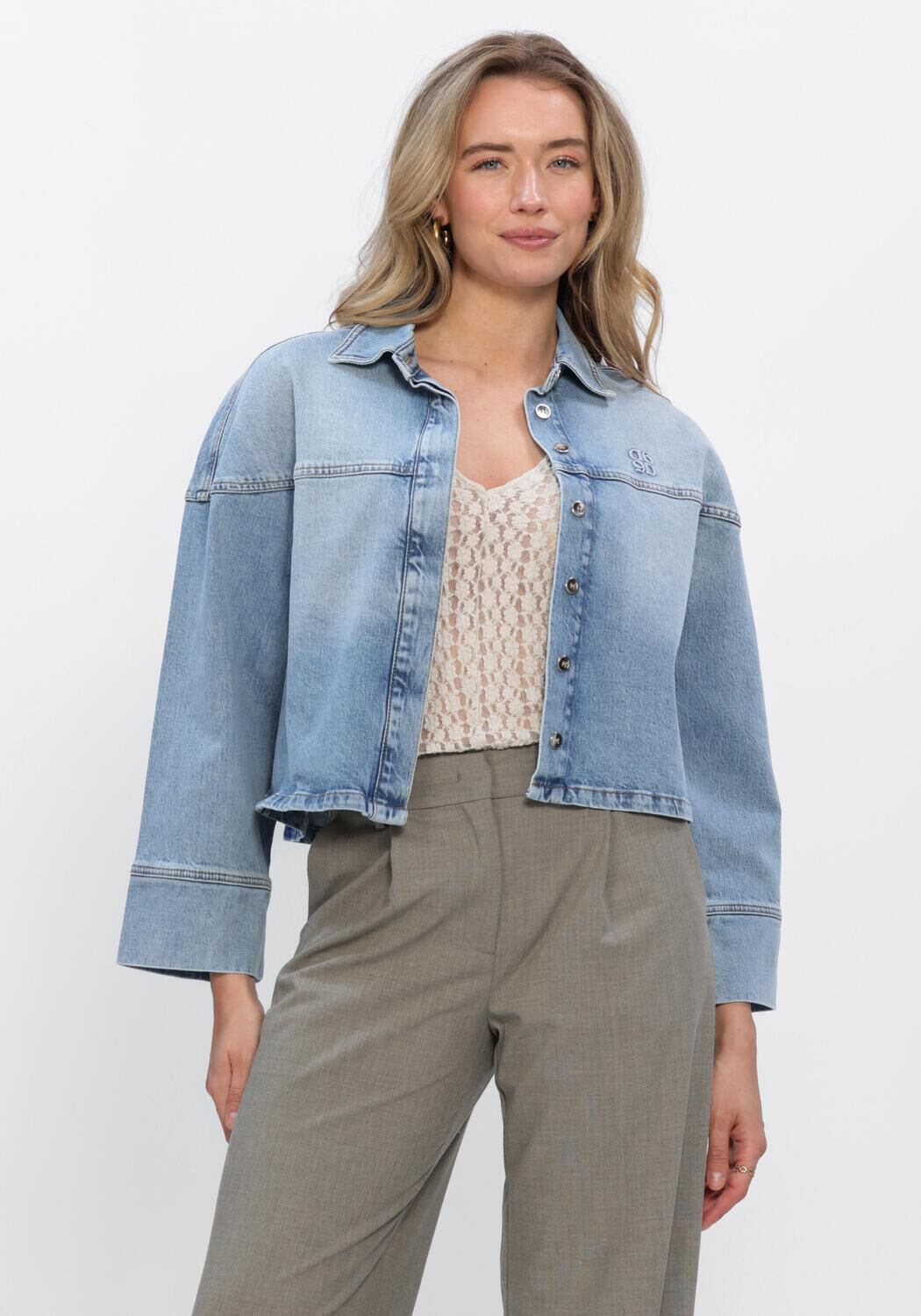 Dante6 Spijkerjas Dames Talisa Denim Cape Shirt, Maat: 38, Kleur: Lichtblauw afbeelding 1