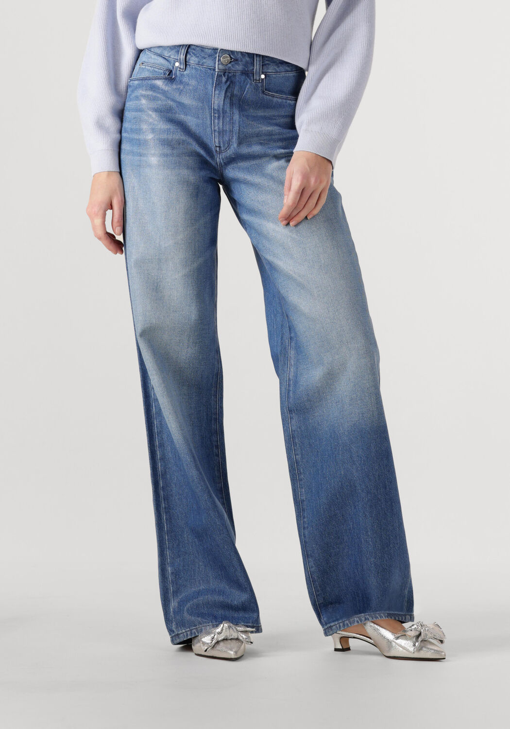 Dante6 Straight Leg Jeans Dames Nuit Coated Wide Leg Jeans, Maat: 29, Kleur: Lichtblauw afbeelding 1