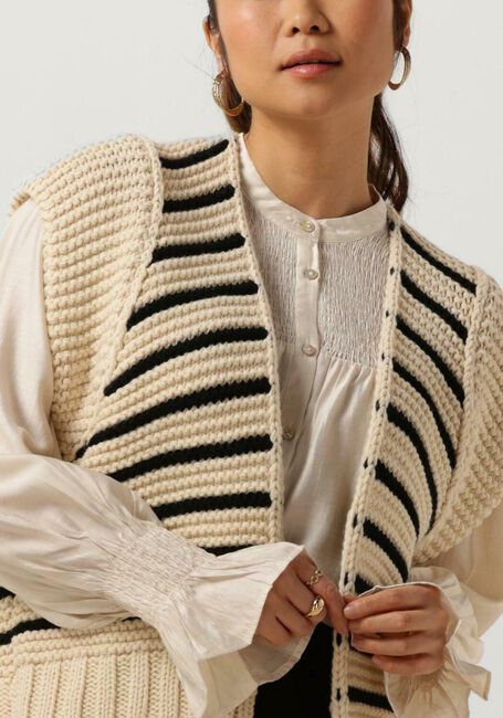 Gebroken wit SUMMUM Vest SLEEVELESS CARDIGAN CHUNKY RIBBLE KNIT - large
