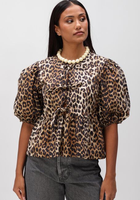 Multi GANNI Blouses PRINTED COTTON POPLIN PEPLUM BLOUSE - large