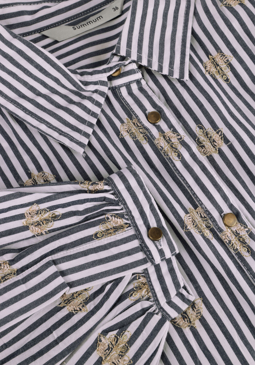 Witte SUMMUM Blouses BLOUSE SCATTERED EMBROSTRIPE - large