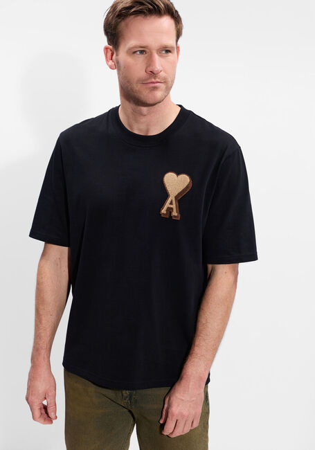Zwarte AMI PARIS T-shirt TEESHIRT PATCH - large
