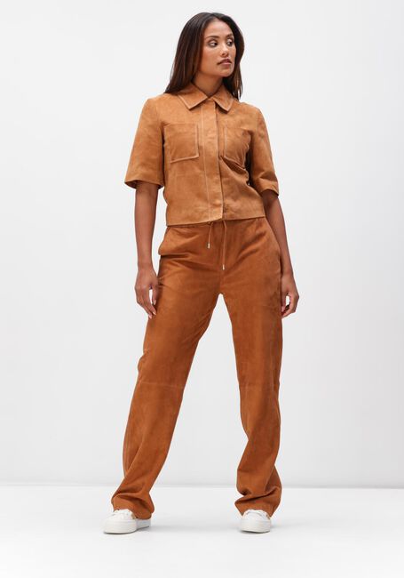 Cognac IBANA Wijde broek PANNA SUEDE - large