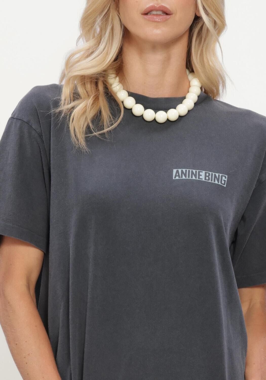 Donkergrijze ANINE BING T-shirt CADE TEE PALM - large