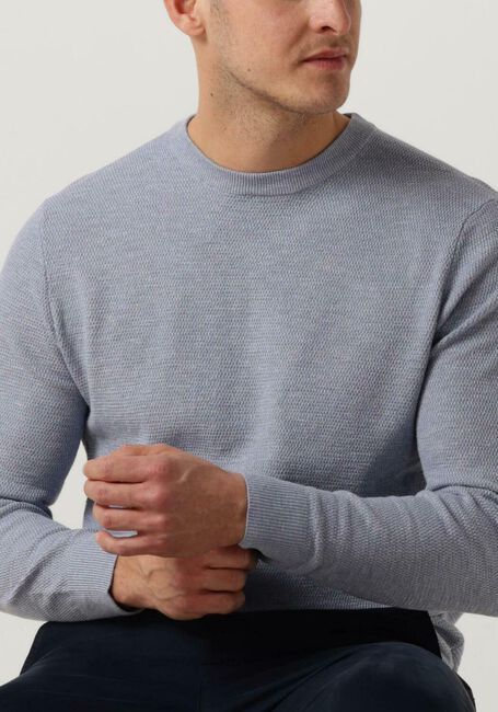 Lichtblauwe PROFUOMO Trui STRUCTURE CREW NECK - large