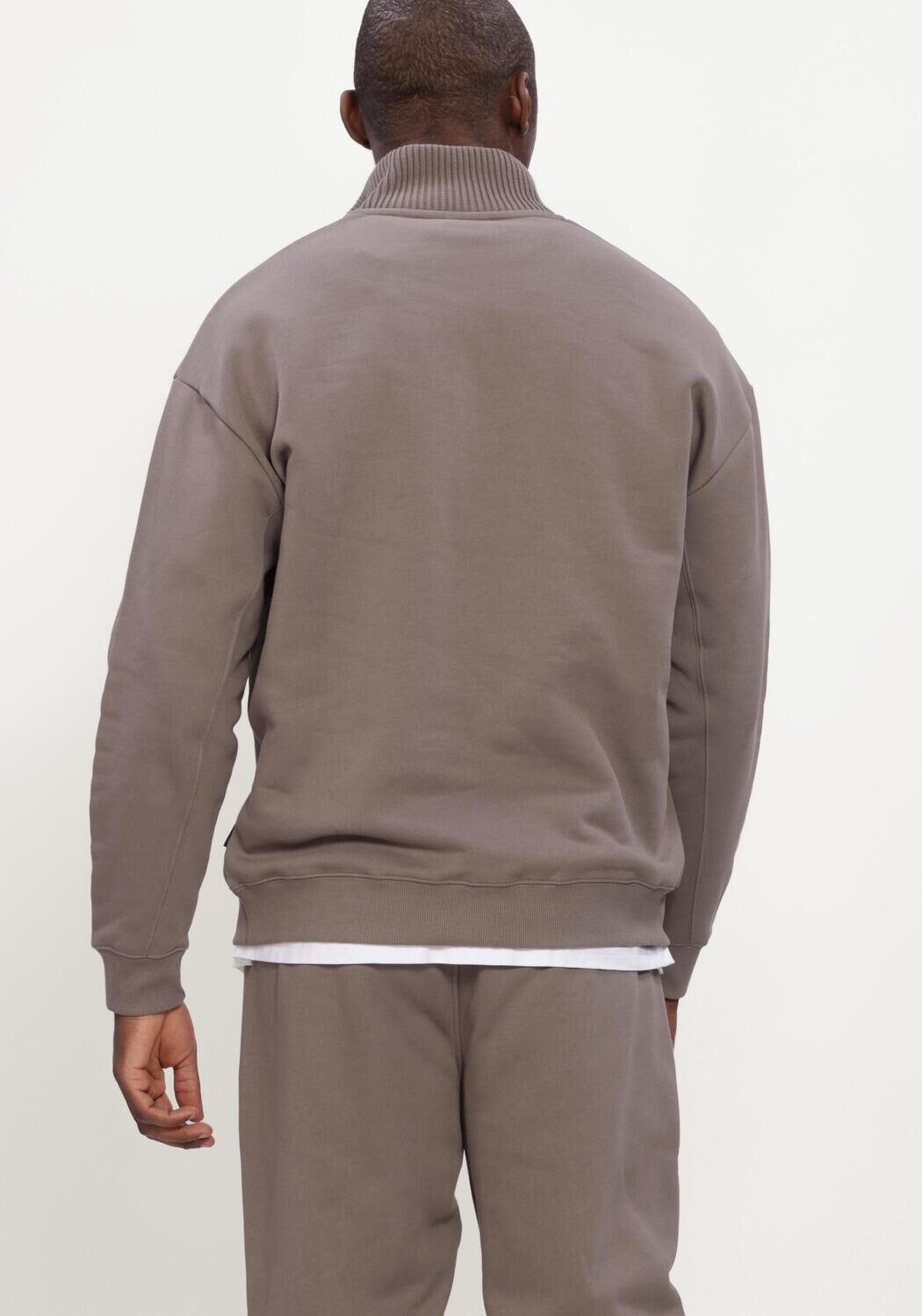 Taupe GENTI Sweater HALF ZIP SWEAT - large