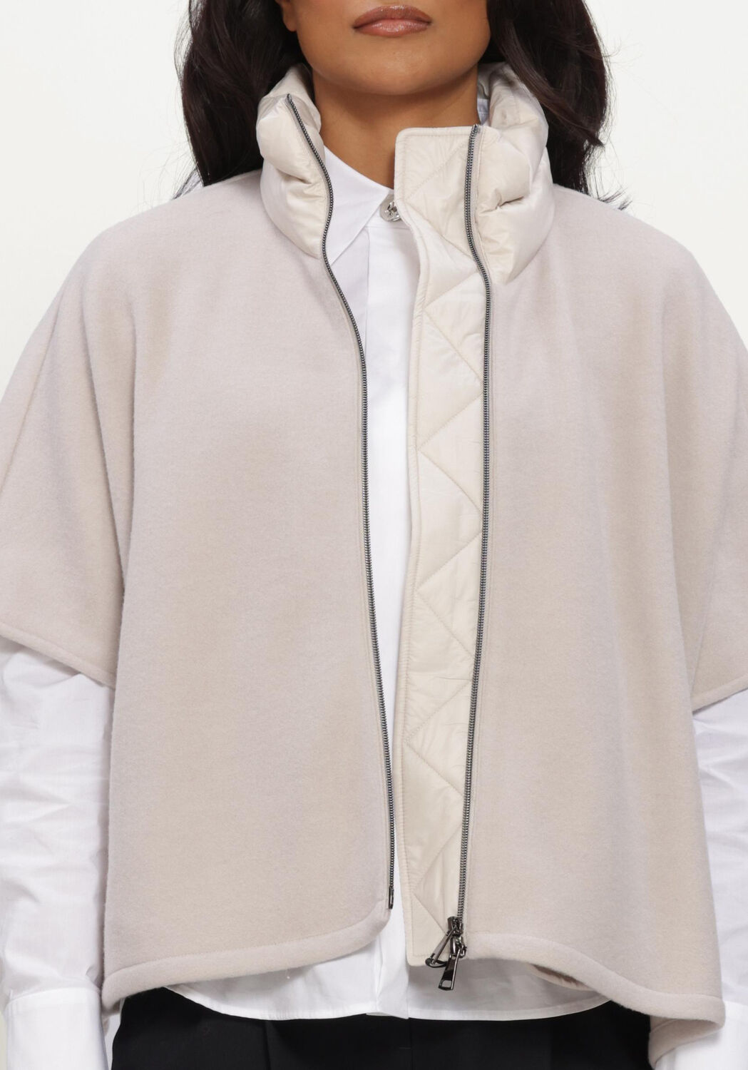 Creme LUISA CERANO Jack OUTDOORCAPE AUS WOLL-MIX - large
