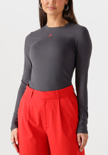 Donkergrijze ALIX THE LABEL Top LADIES KNITTED MODAL LONGSLEEVE TOP - large