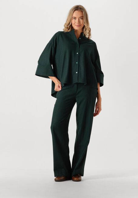 Donkergroene SEA ME HAPPY Pantalon ALEX PANTS WOOL STRIPED - large