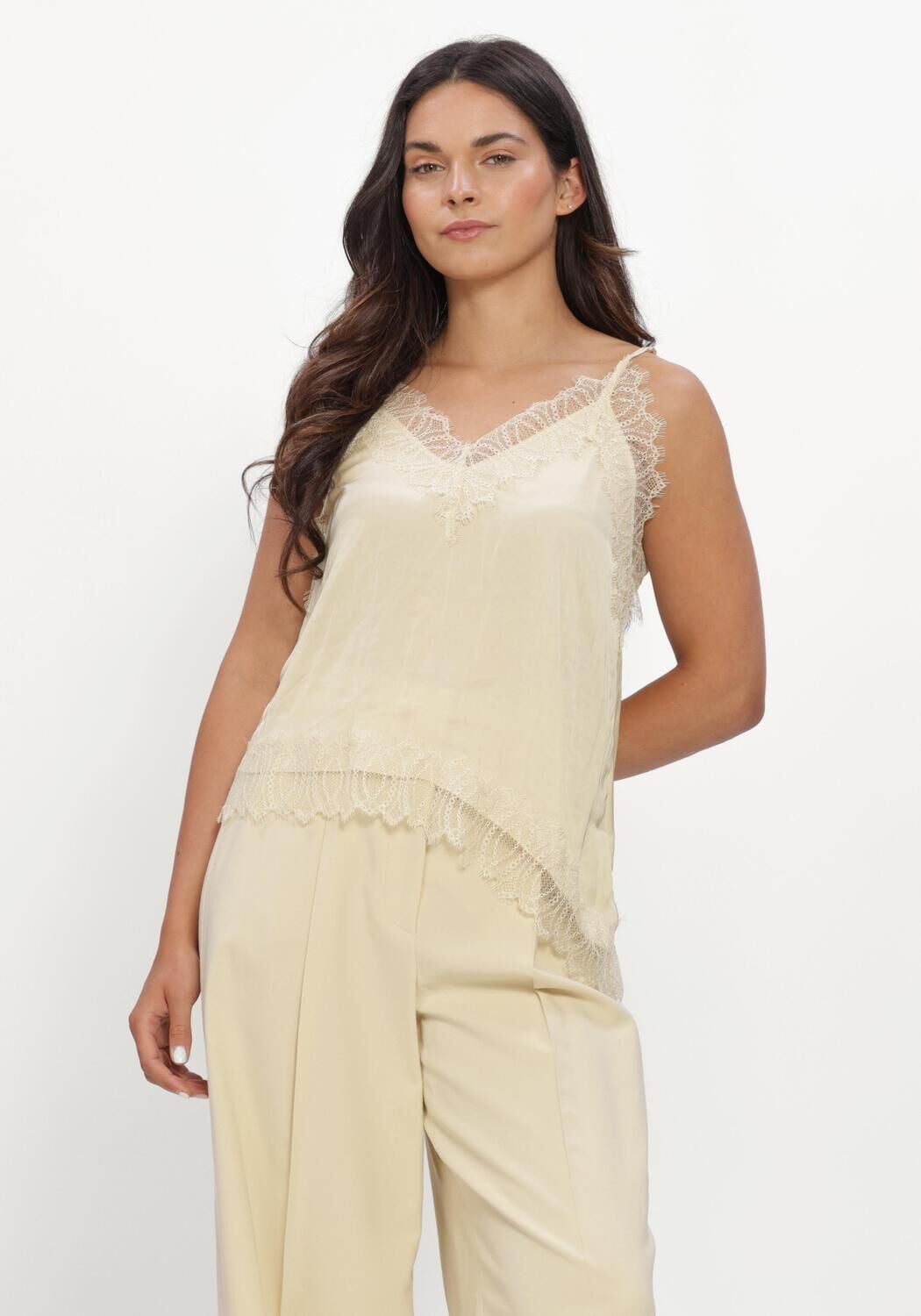 Creme LUISA CERANO Top SATIN-LINGERIE-TOP - large