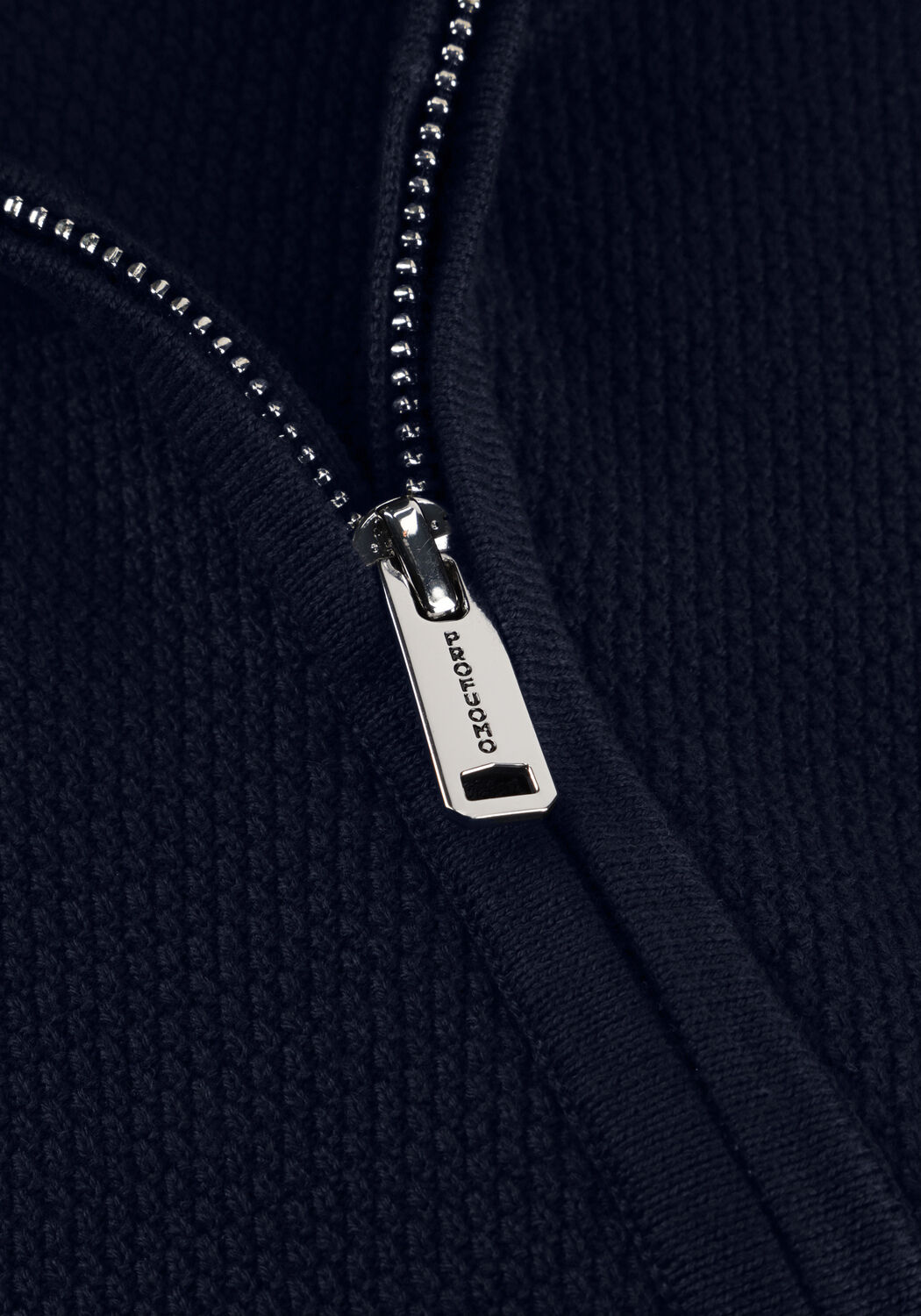 Donkerblauwe PROFUOMO Trui PULLOVER HALF ZIP TWINKLE SLUB - large