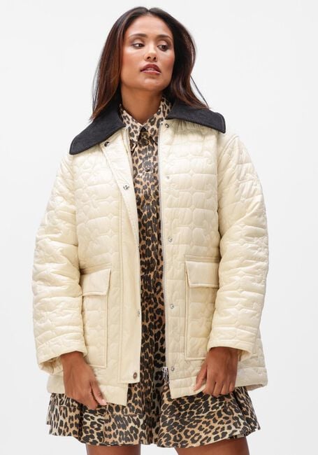 Beige GANNI Jassen SHINY QUILT JACKET - large