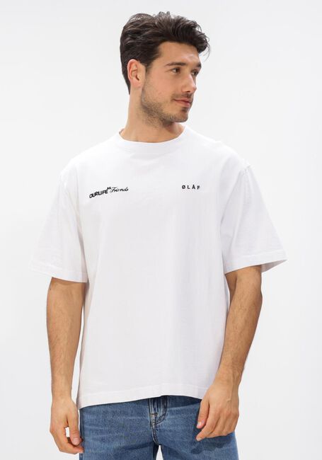 Beige OLAF HUSSEIN T-shirt SCRIPT FRIENDS BOXY TEE - large