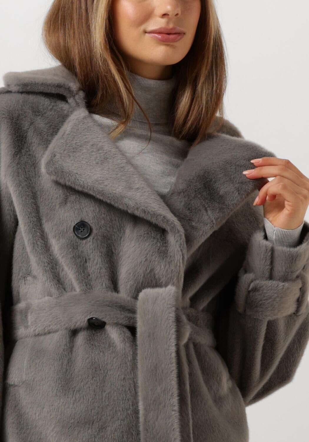 Grijze IBANA Faux fur jas CRISTEL - large