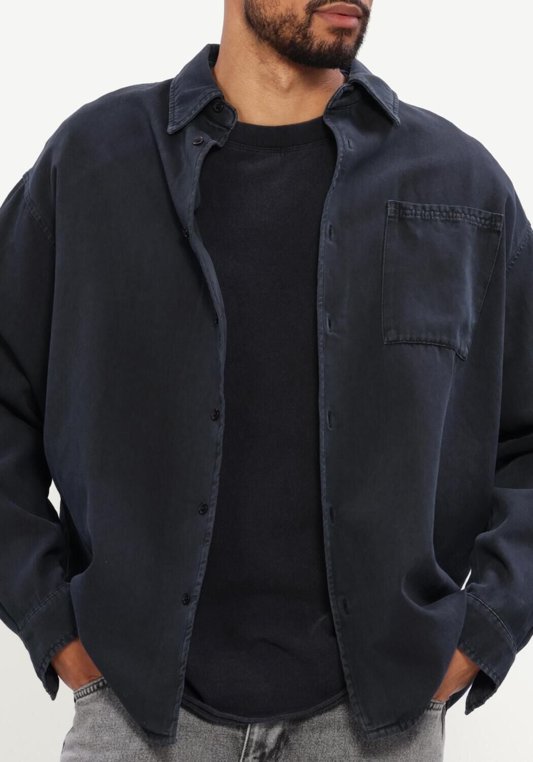 Donkergrijze AMERICAN VINTAGE Overshirt LYCAZ OVERSHIRT - large
