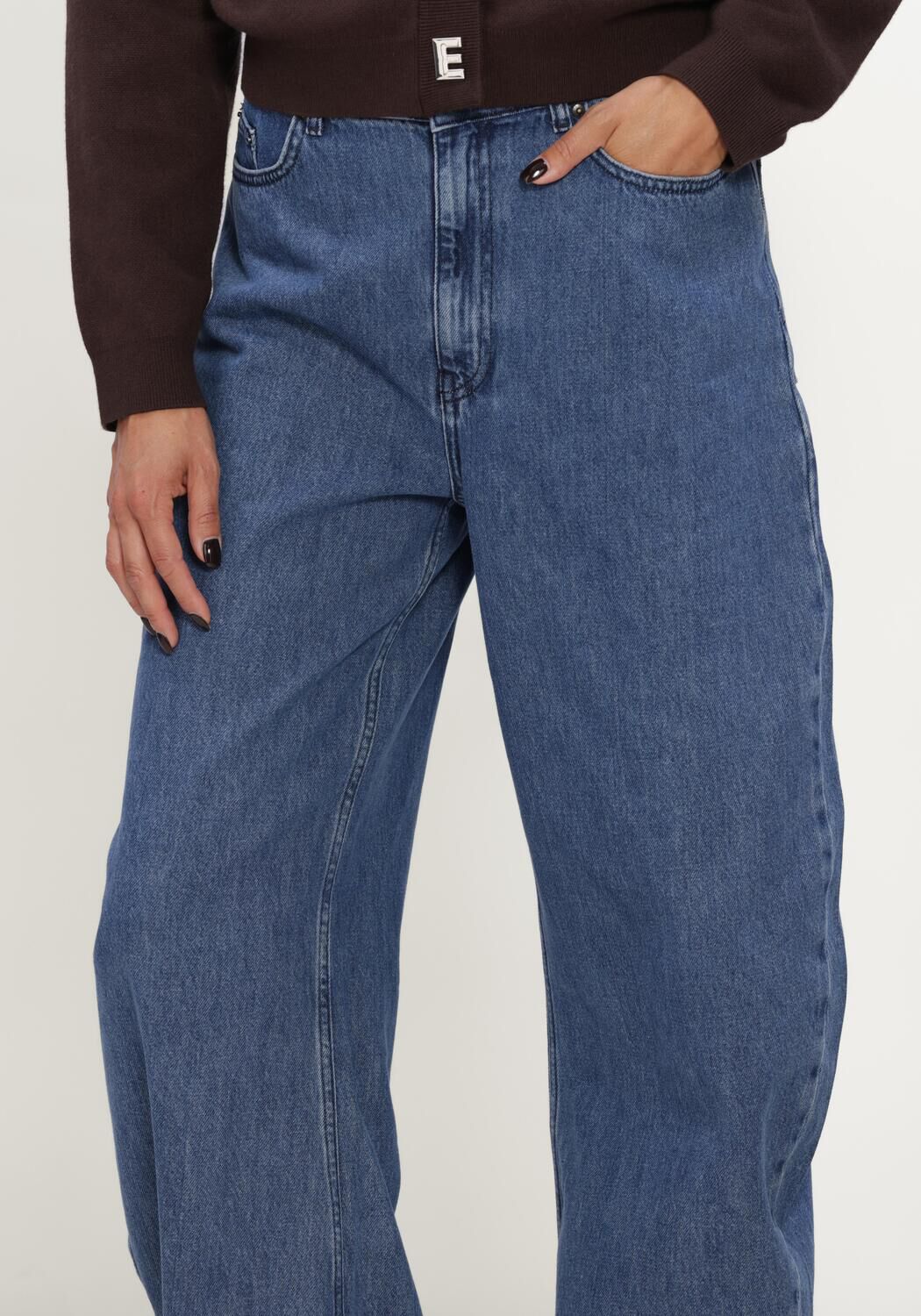 Blauwe ROTATE Wide jeans DRAPED BARREL LEG JEANS - large