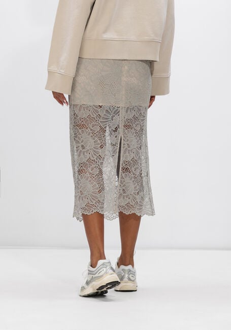 Lichtgrijze ROTATE Midirok FLOWER MESH PENCIL SKIRT - large