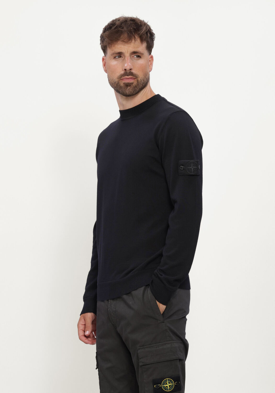 Zwarte STONE ISLAND Trui CREW NECK S00FC - large
