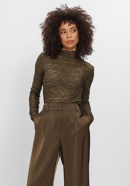 Donkergroene DANTE6 Top IRONY LACE TURTLE NECK TOP - large