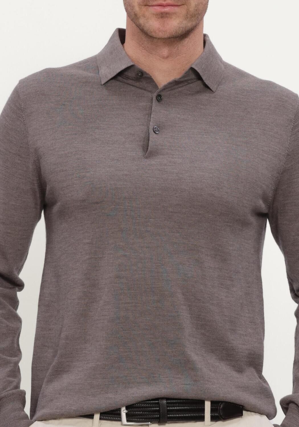 Taupe STEFANO LAURAN Trui POLO BUTTON MERINO - large