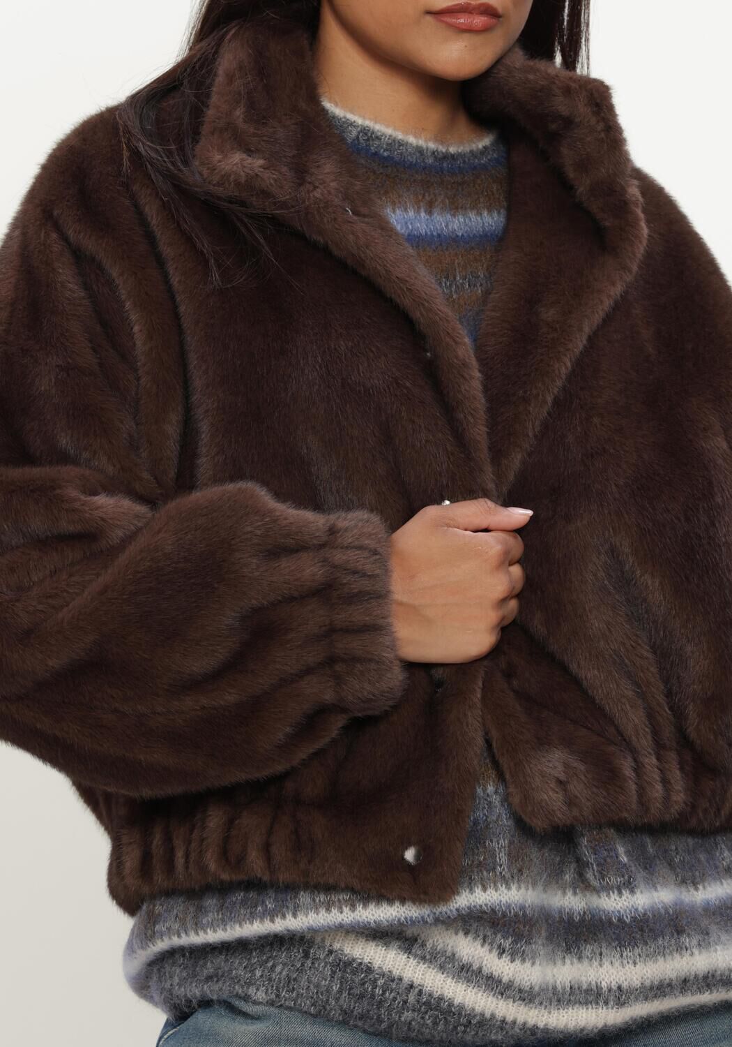 Bruine MAX MARA Faux fur jas WKDANEMONE - large