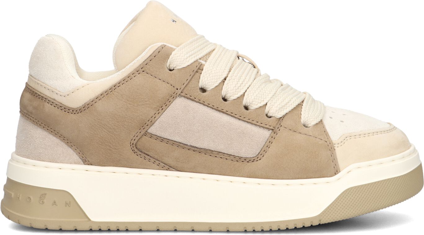 Hogan Lage Sneakers Dames Combi Basket Sneaker, Maat: 41, Materiaal: Leer, Kleur: Beige