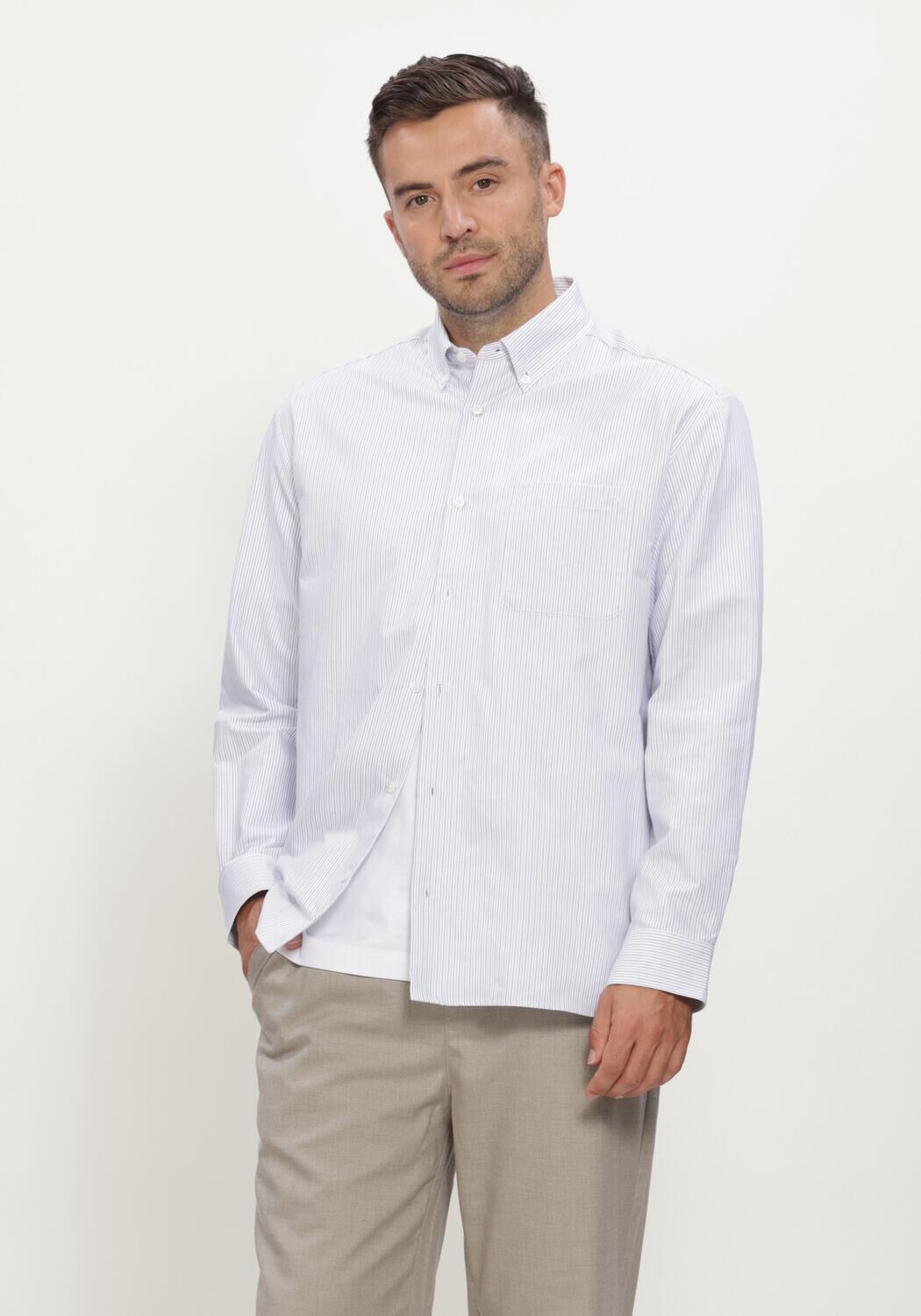 Blauwe APC Casual overhemd CHEMISE MATEO LOGO - large