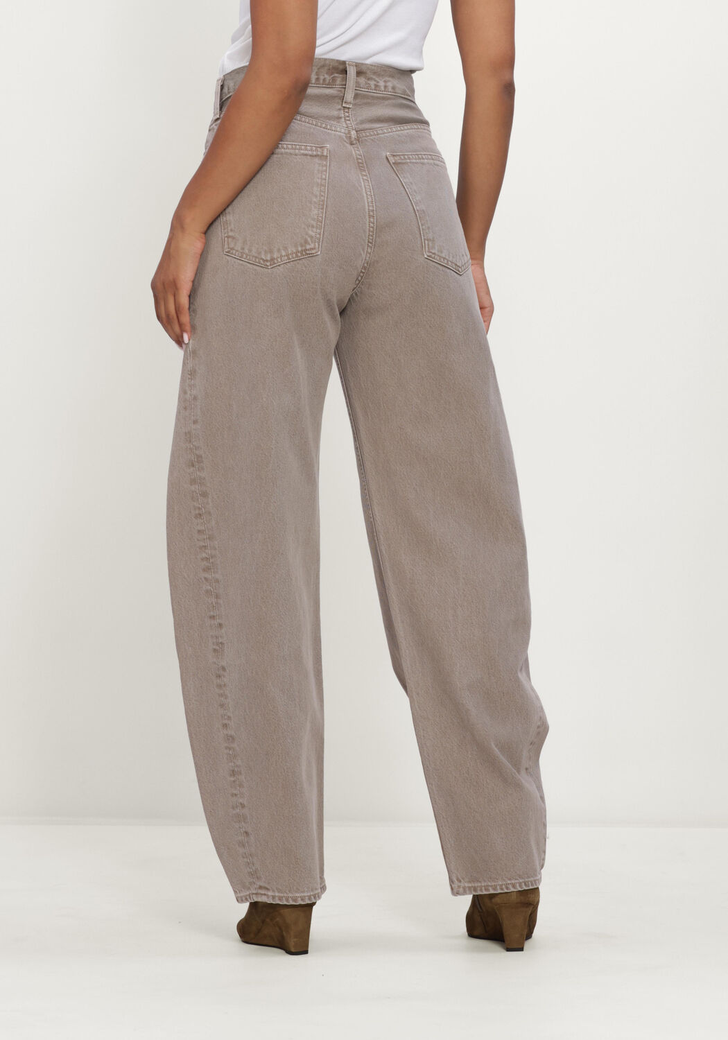Grijze AGOLDE Barrel jeans LUNA PIECED JEAN IN CEDAR - large