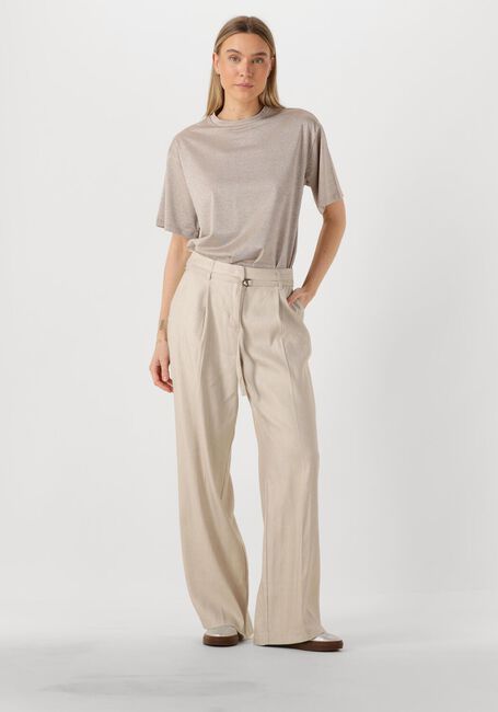 Beige SUMMUM Pantalon TROUSERS WIDE LINEN BLEND TWILL - large