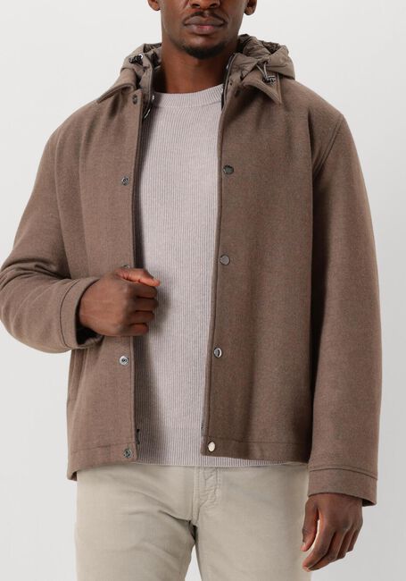 Bruine WOOLRICH Jack KNITTED WOOL SHIRT JACKET - large