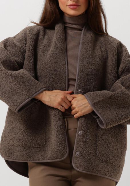 Bruine KNIT-TED Leren jas JOKO - large