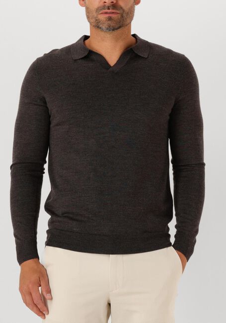 Bruine PROFUOMO Polo POLO OPEN COLLAR LS MERINO - large