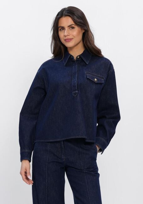 Donkerblauwe LUISA CERANO Blouses DENIM-BLUSE - large