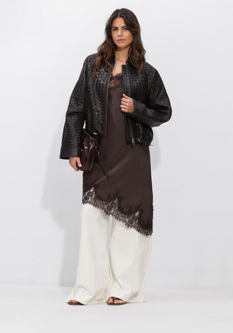 Bruine SECOND FEMALE Leren jas VERMONT LEATHER JACKET - large