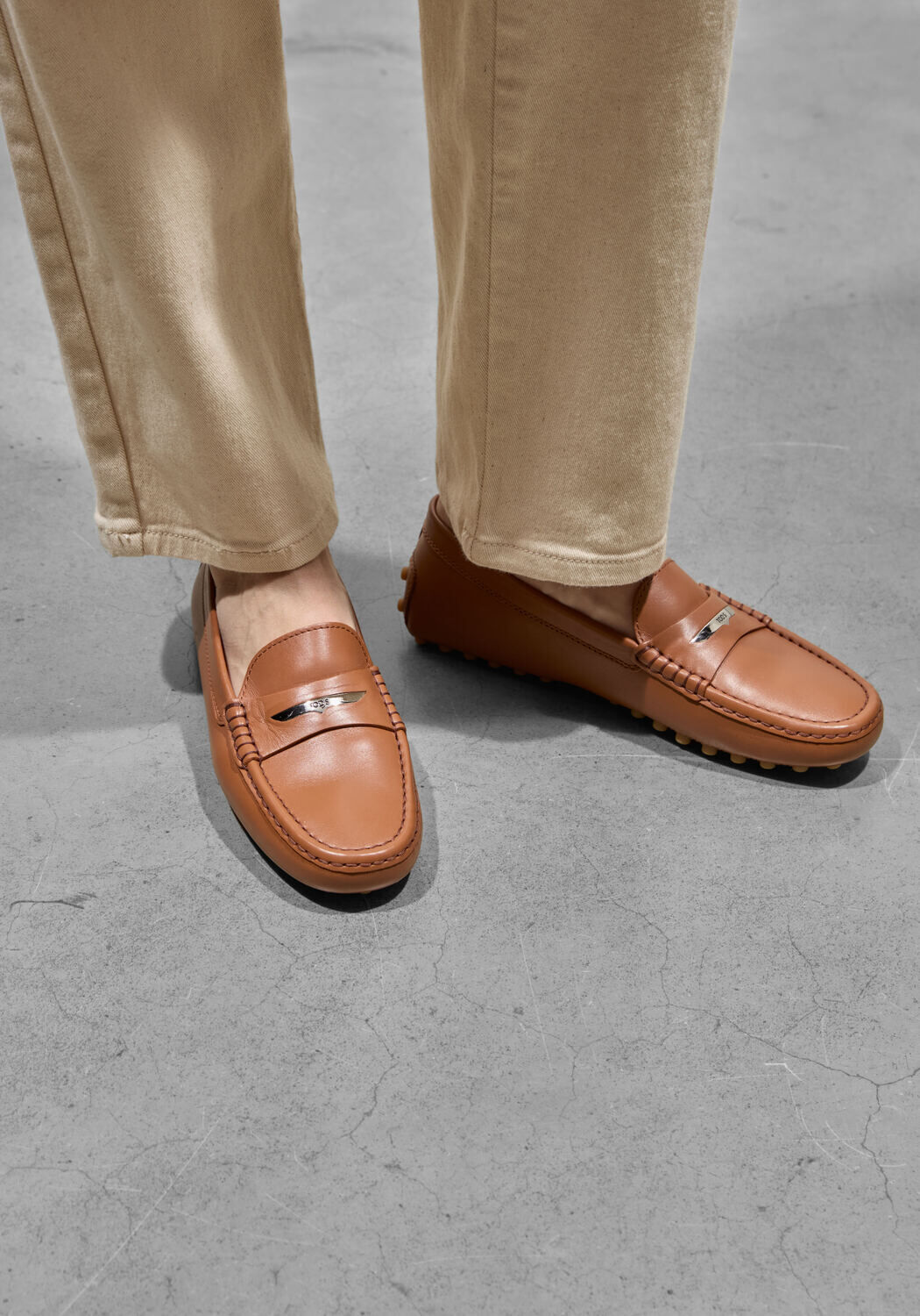 Cognac TOD'S Mocassins GOMMINO 22L BAFFO METALLO - large