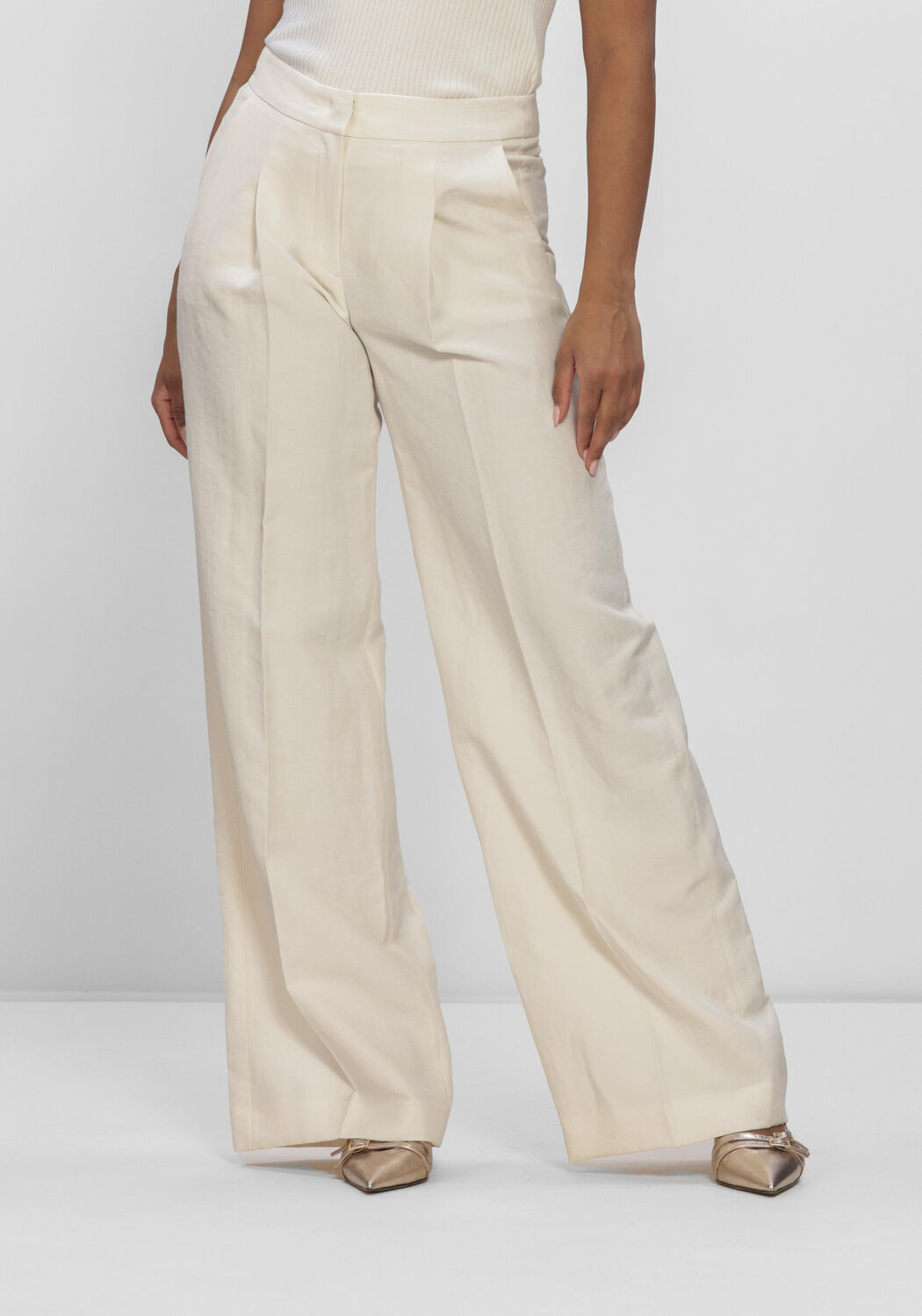 Ecru LUISA CERANO Wijde broek 638901/3824-00