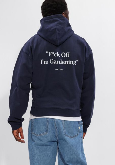 Donkerblauwe BRAM'S FRUIT Sweater F*CK OFF I'M GARDENING HOODIE - large