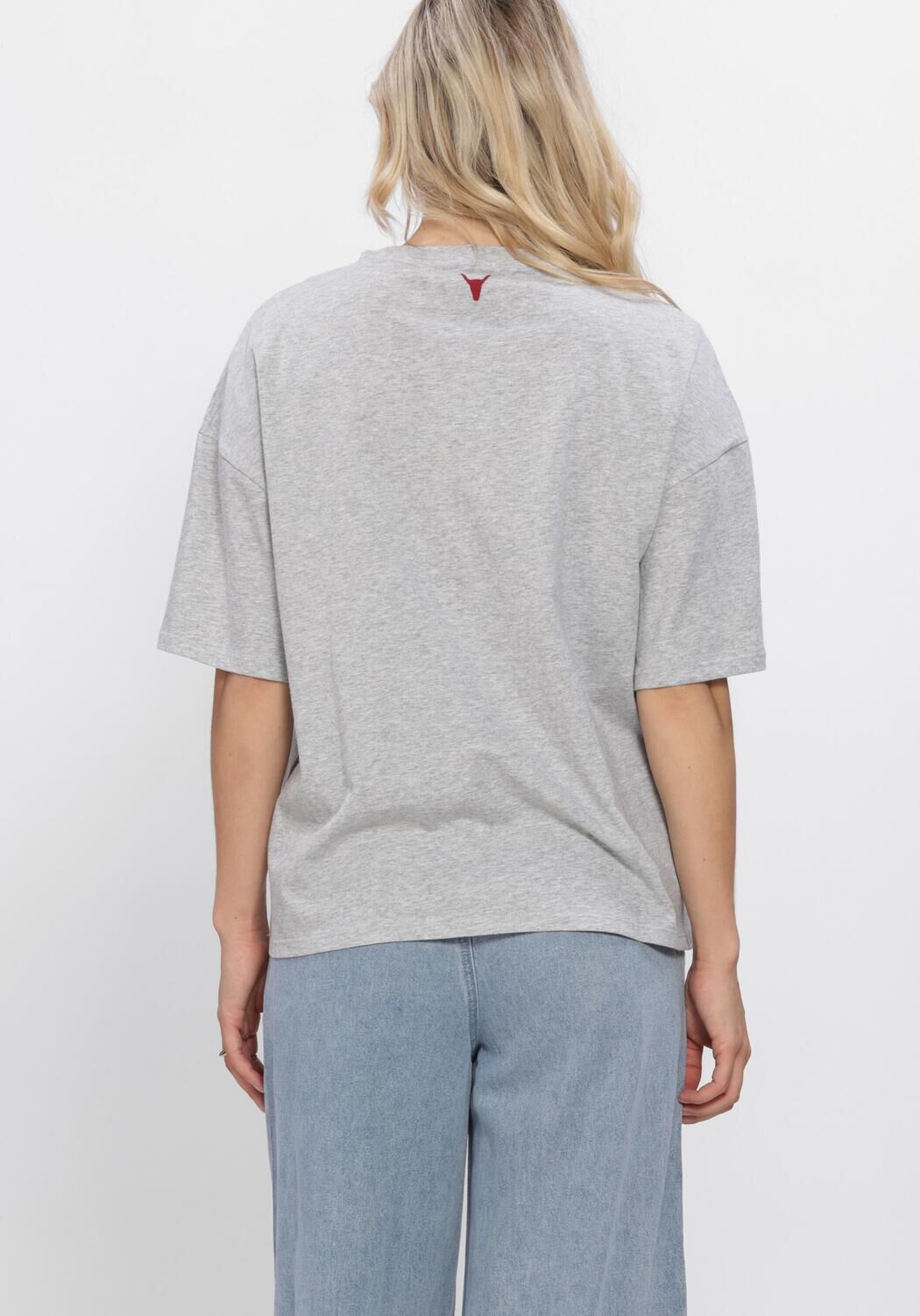 Lichtgrijze ALIX THE LABEL T-shirt LADIES KNITTED FADED EAGEL T-SHIRT - large