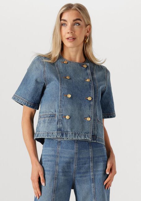 Zwarte ULLA JOHNSON Blouses THE SERGE SHORT SLEEVE JACKET - large