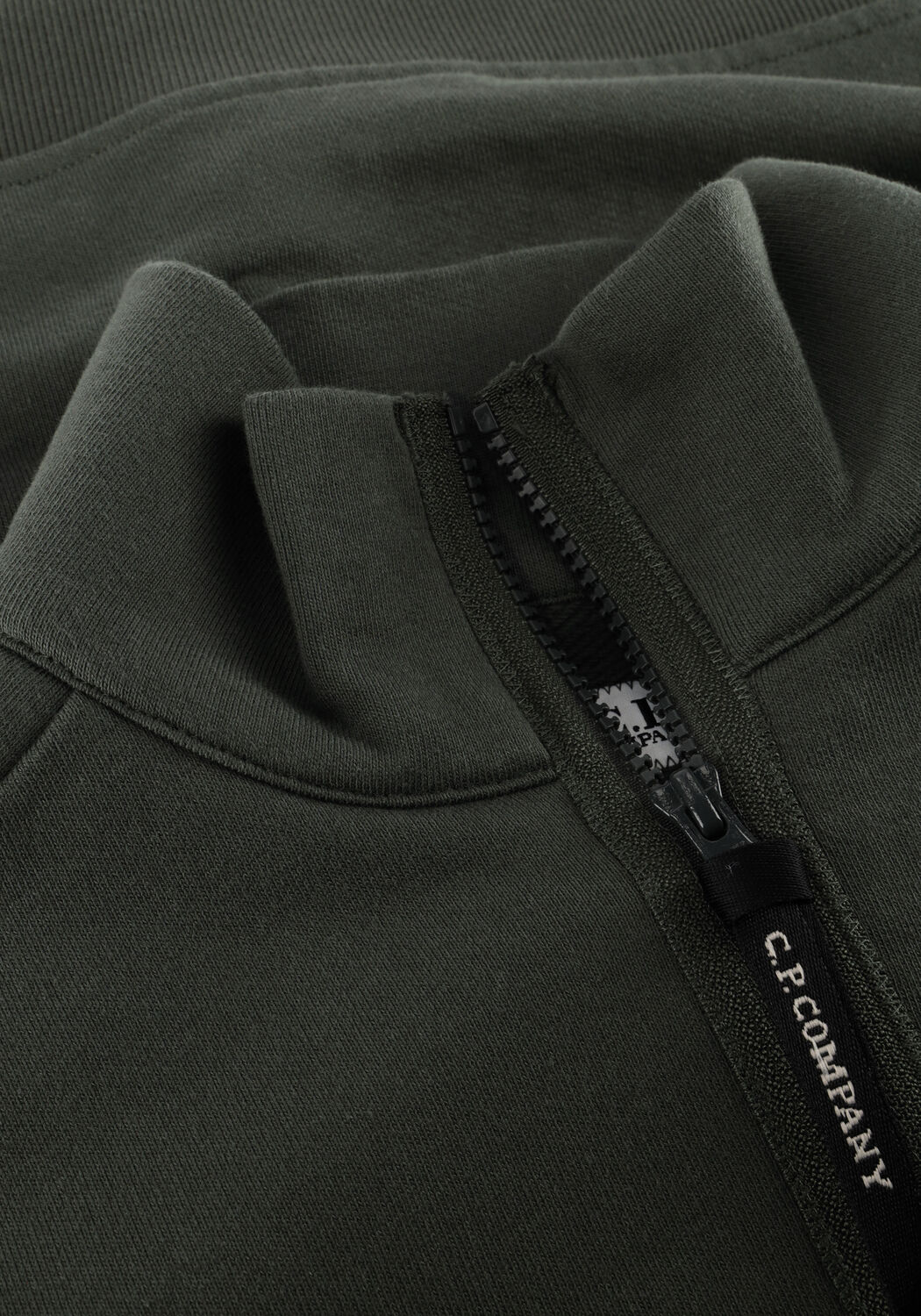 Donkergroene CP COMPANY Trui SWEATSHIRTS POLO COLLAR IN DIAGONAL RAISED FLEECE - large