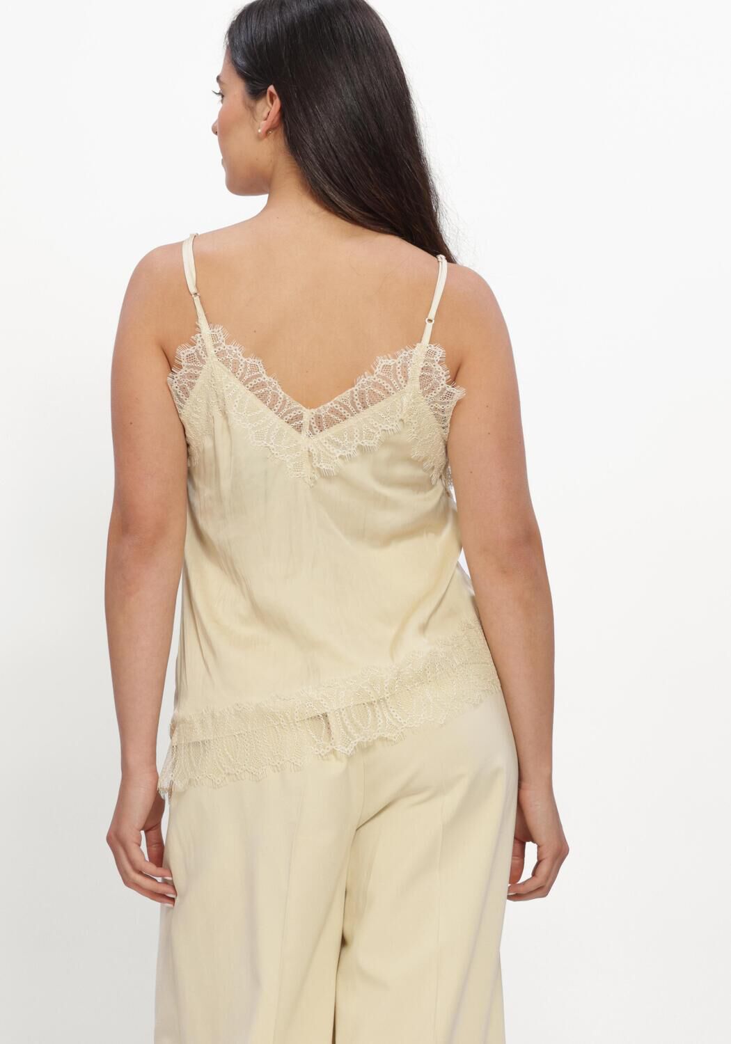 Creme LUISA CERANO Top SATIN-LINGERIE-TOP - large