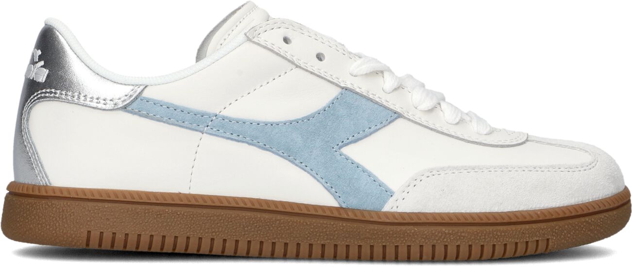 Diadora Lage Sneakers Dames Retro Met Combi Sneaker, Maat: 38, Materiaal: Leer, Kleur: Blauw/wit gestreept
