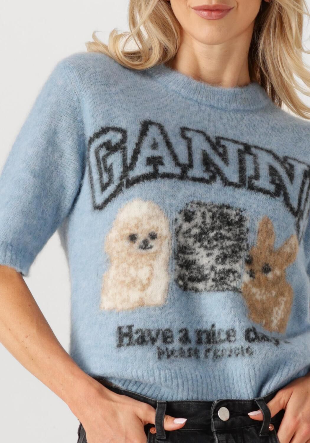 Lichtblauwe GANNI Trui K2517 - large