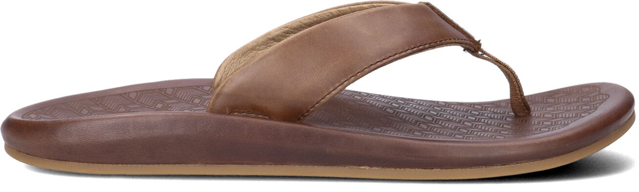Olukai Teenslippers Heren Ilikai, Maat: 42, Materiaal: Leer, Kleur: Cognac