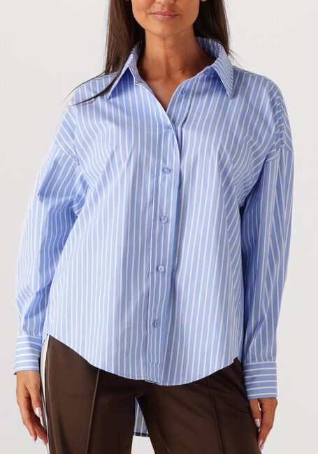 Lichtblauwe HAUTE L'AMITIÉ Blouses BOW CANDY TWIST STRIPE SHIRT - large