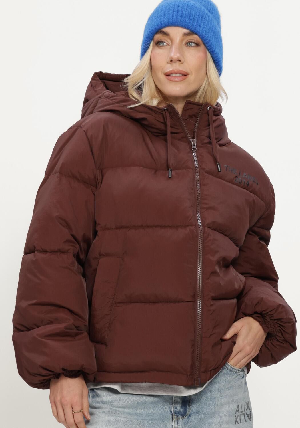 Bruine ALIX THE LABEL Gewatteerde jas LADIES WOVEN PUFFER COAT - large