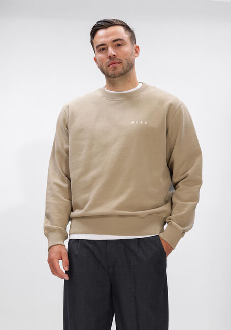 Beige OLAF HUSSEIN Sweater BRUSHSTROKE FACE CREWNECK - large