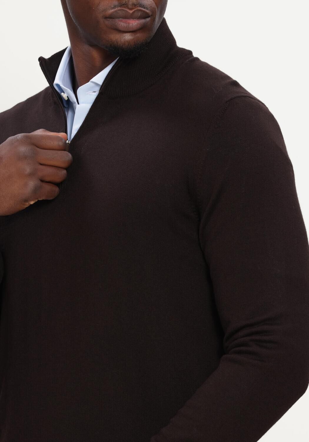 Bruine GRAN SASSO Trui MOCK ZIP - large